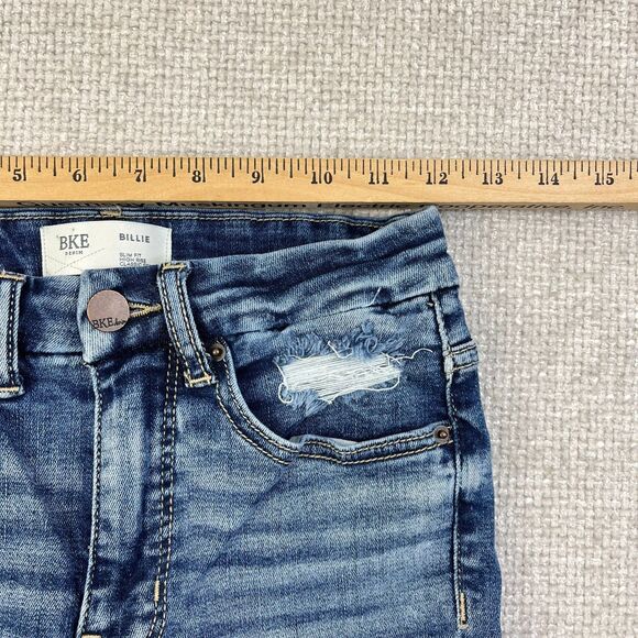 BKE Billie Slim Fit High Rise Skinny Jeans Women's 25 Distressed Blue Denim - Picture 8 of 12